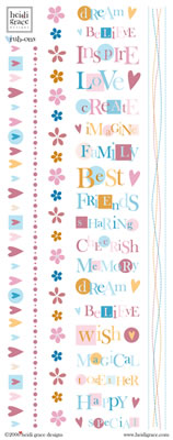 Heidi Grace - Garden - Words & Borders Rub-ons  (sold in 3's)